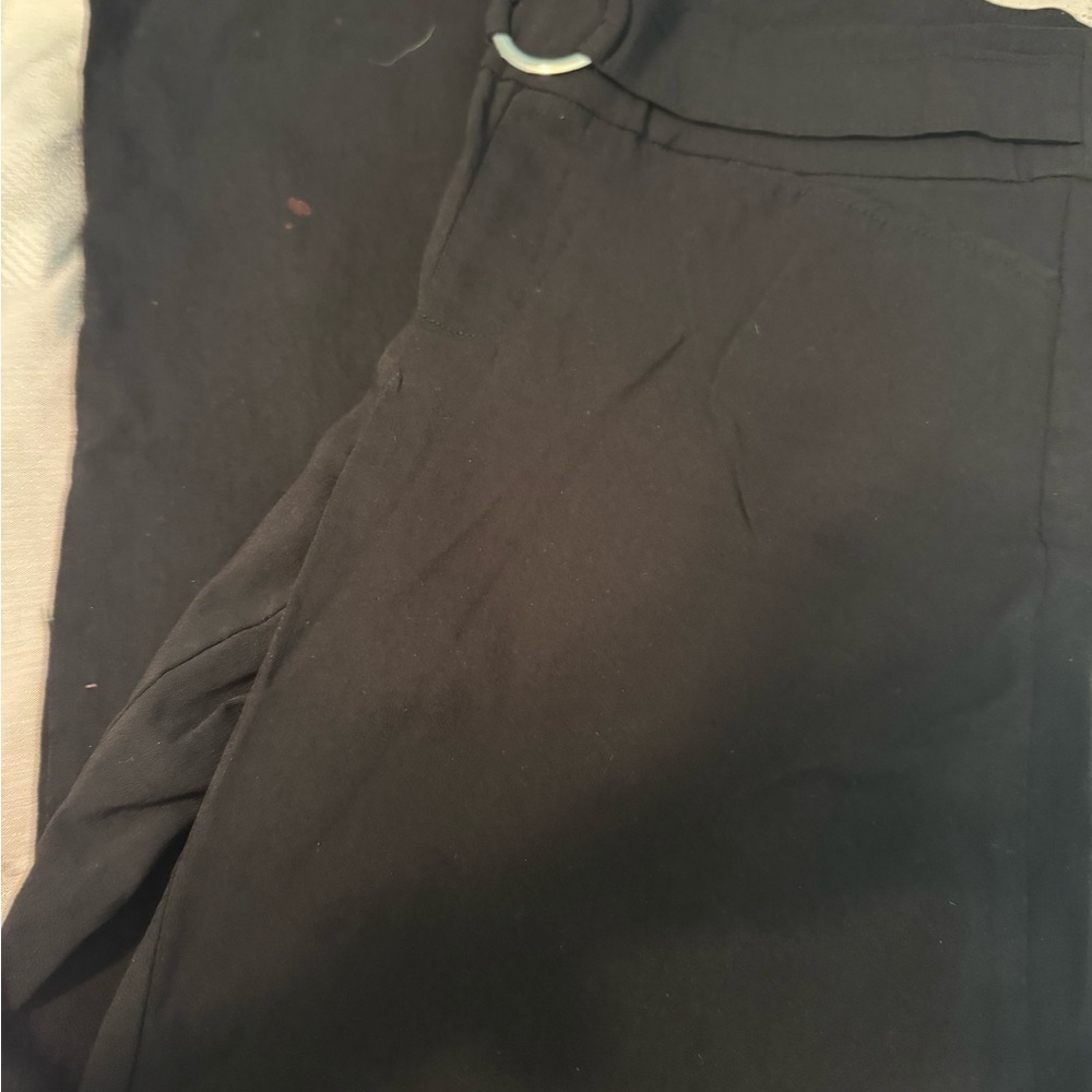 Black Pants with Belt Detail. Stretch Waist. - Picture 8 of 11